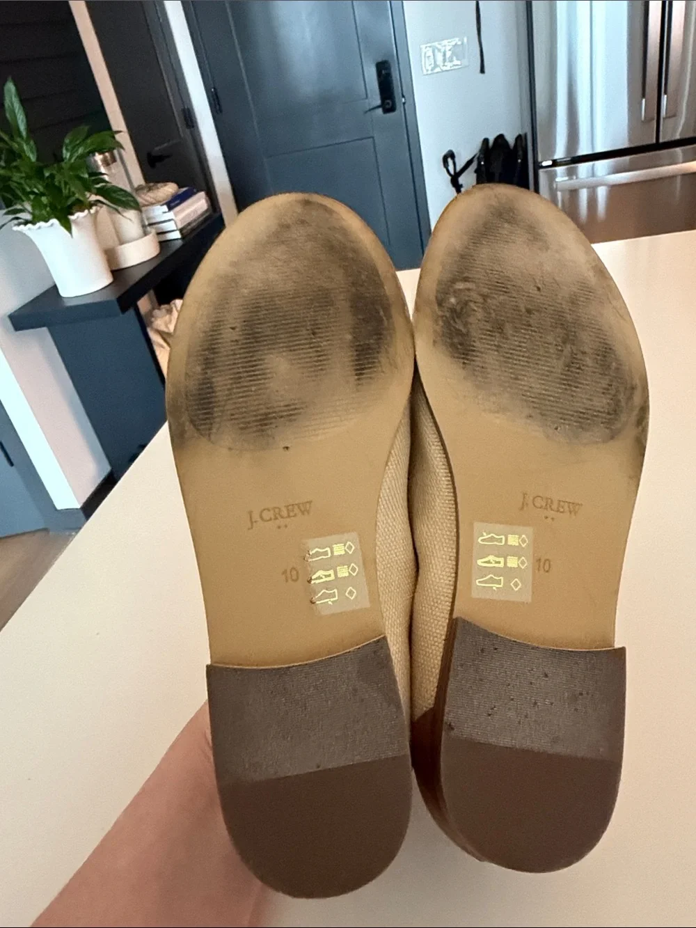 J. Crew Cream Canvas and Brown Leather Penny Loafers